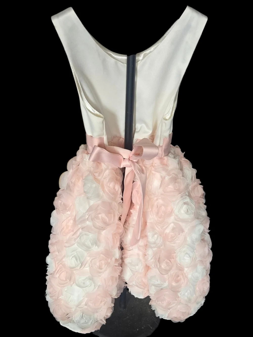 American Princess Pink & Ivory Rosette Dress with Satin Bow Pageant Dress Sz 6/7